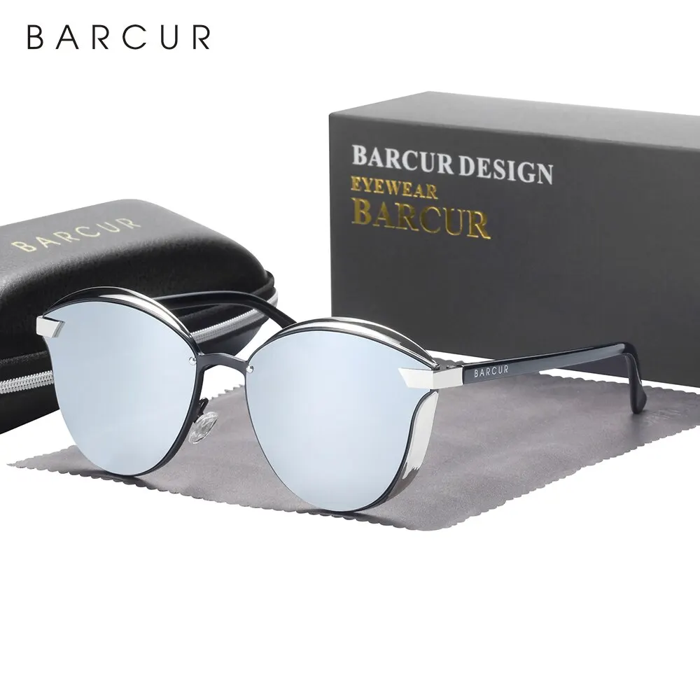BARCUR Stijl Gepolariseerde Zonnebril Voor Vrouwen Catmore Ronde Zonnebril Dames Dames Eyewear Accessoire UVAB Bescherming