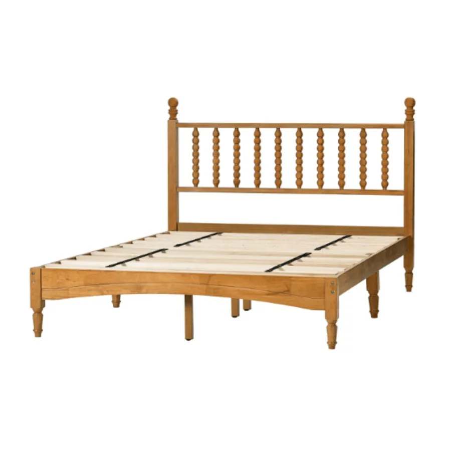 

Wooden Bed Frame With Spindle board Solid Rubberwood Bed