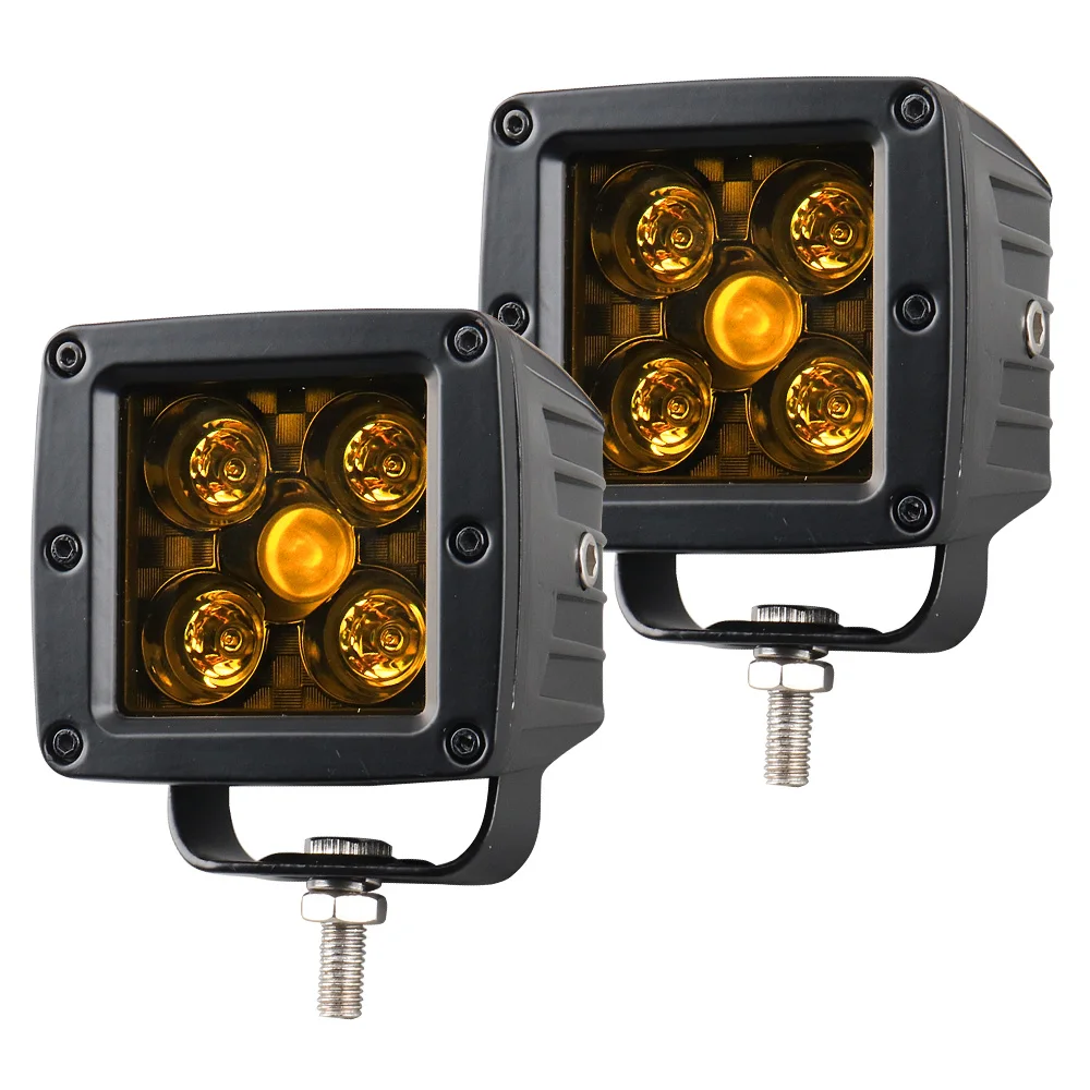 Amber Led Fog Light for Cars 3000K Driving Cubes Pods Lights 12V 24V for 4x4 Off Road ATV Tractor Auto Front Auxiliary Lighting