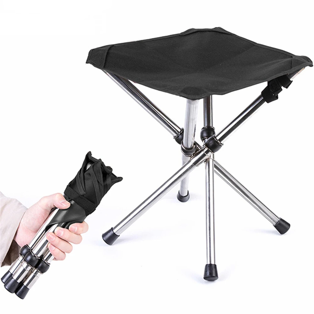 Thickened Portable Folding Stool Camping Fishing Chair Outdoor Stainless Steel Chair Foldable for Train Large Bench Stool