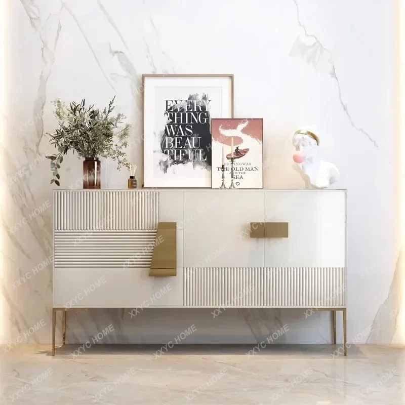 A  Italian light luxury dining side entrance cabinet integrated front door partition rock slab decorative cabinet