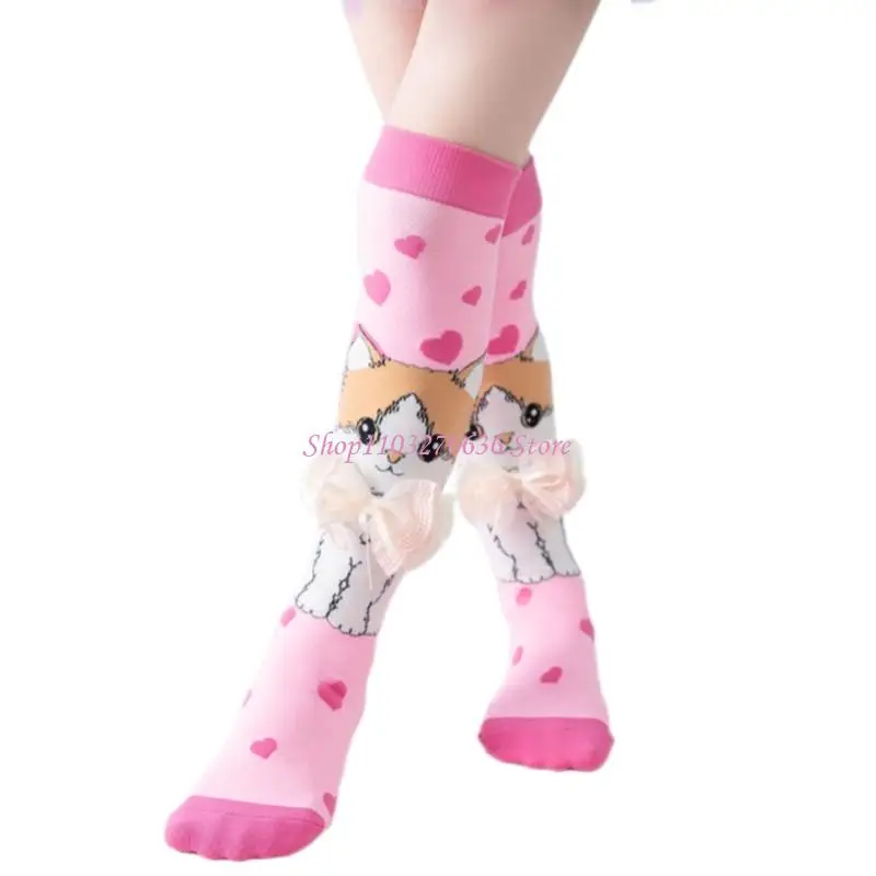 R6FD Girls Middle Veal Hosiery with 3D Cartoon Hearing Soft Polyamide Blend Ventilated for Everyday and Outdoor Tasks