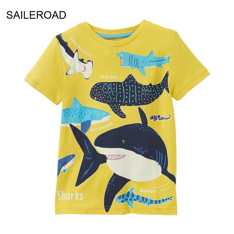 SAILEROAD 2024 New Summer T Shirt Cotton Short Sleeve Cartoon Whale Luminous T-shirts Kids Tee Girl Tops Boys Children Clothes