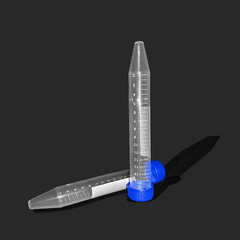 100pcs/bag 15ml Centrifugal Tube Laboratory Analysis Sample Vial Screw Cap Cone Bottom Centrifuge Tube with Scale