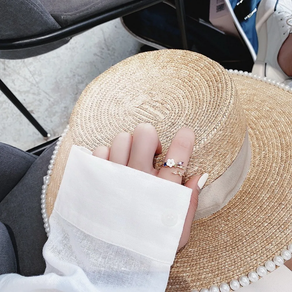 Anelli di zirconi con fiori squisiti Anelli aperti con farfalla di zirconi Anelli di barretta di gioielli di moda regolabili