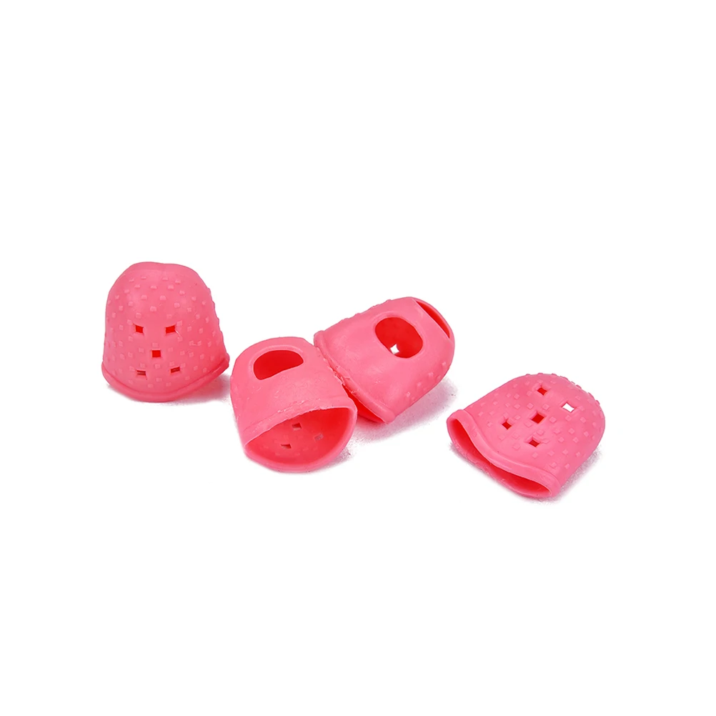 

4 Pcs Silicone Finger Cot Protector Players Pads Pink Guitar Thumb Covers Caps Guards Fingertip Protectors Non-slip Office
