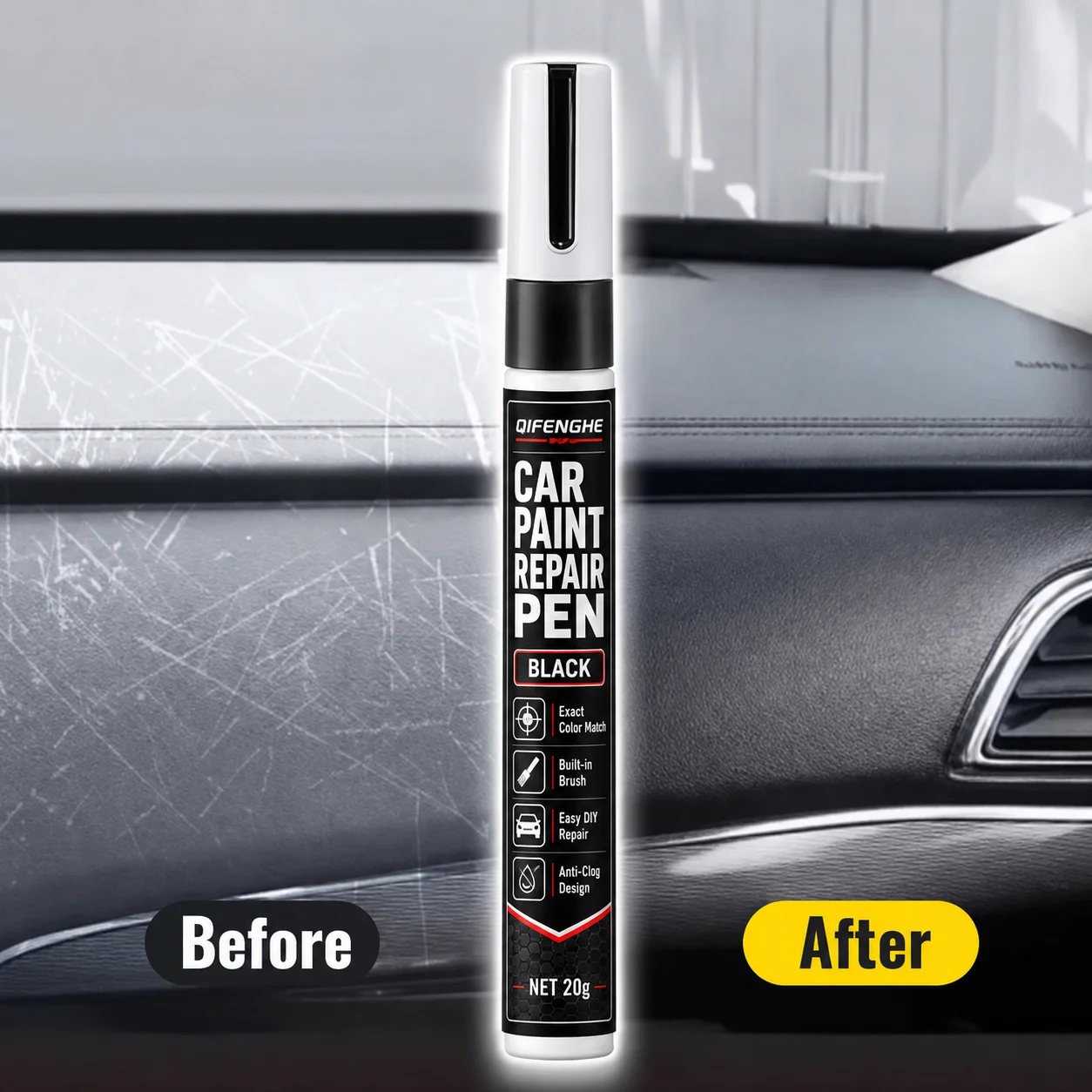 White Auto Paint Scratch Repair Pen Car Touch Up Brush Chip Scuff Remover Quick DIY Paint Fix for Sedan SUV Truck Motorcycle 20g