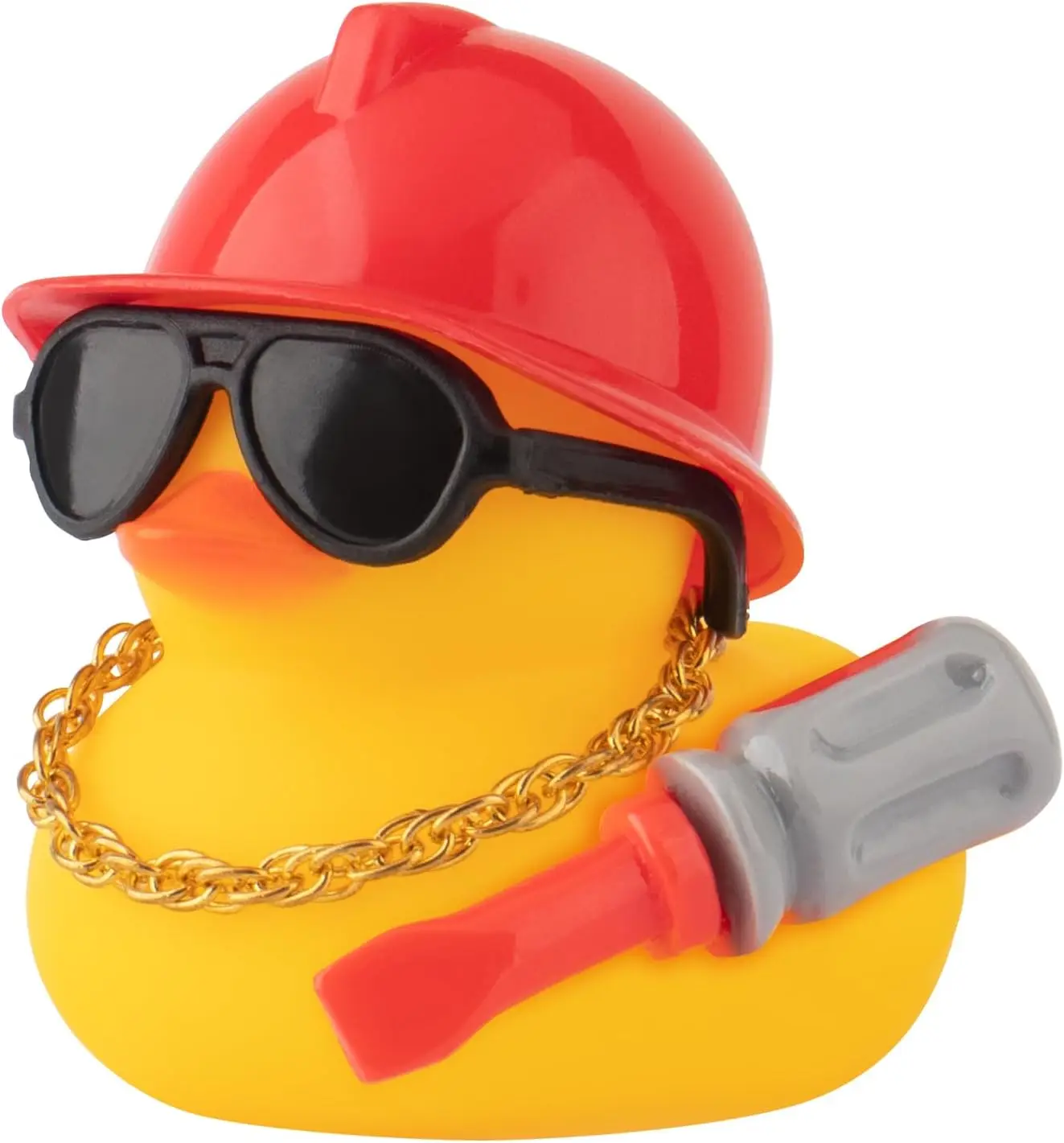 Auto-Armaturenbrett-Dekorationen, Gummienten, Bauarbeiter, Gummi-Ente für Auto-Ornament, süße Ente mit Werkzeug, Schutzhelm, Glasse – Detail 3