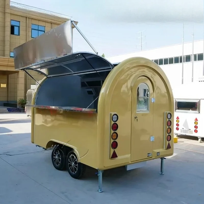 Custom Coffee Carts Breakfast Mobile Food Trailer Round Food Truck Mobile Coffee Crepe Food Vending Carts for Sale