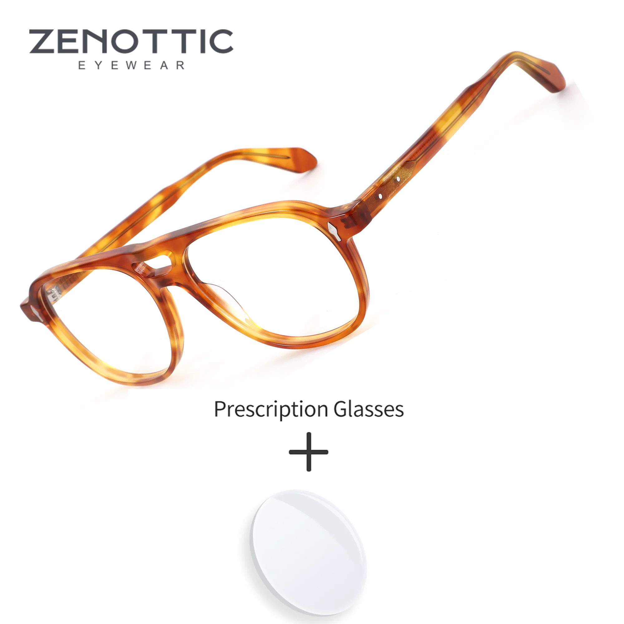 

ZENOTTIC Medium Size Aviator Acetate Prescription Glasses for Men Multifocal Blue Light Filter Professional Eyewear