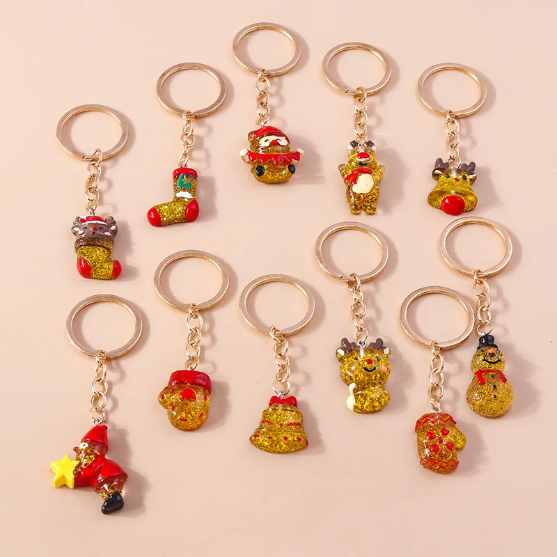 ❤1Pcs New Fashionable Accessories Christmas Series Keychain Cartoon Cute Christmas Socks Elk Snowman Gloves Trendy Accessories