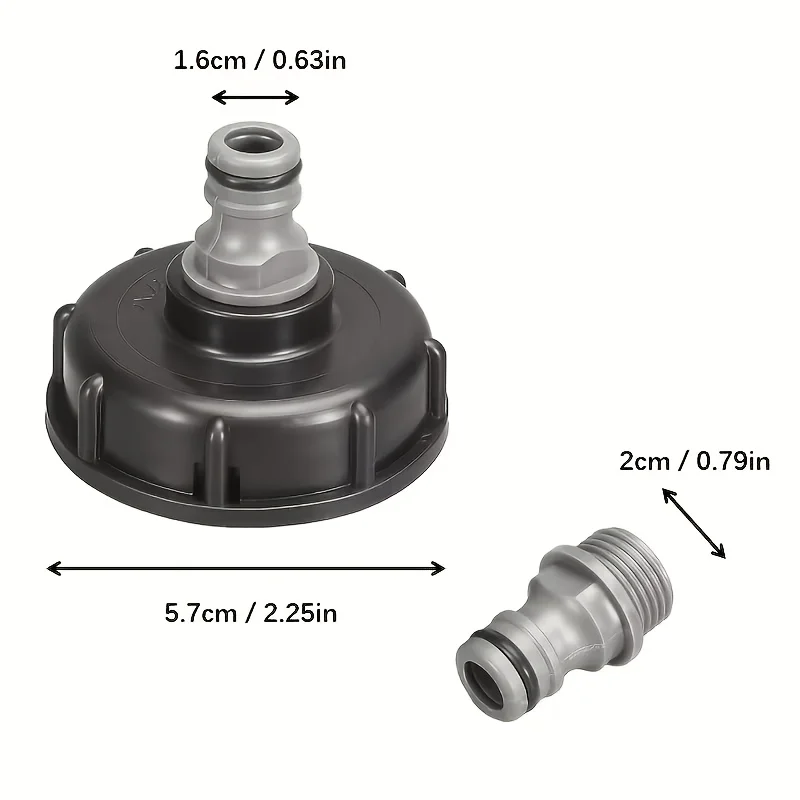 1set IBC Bucket Cap & Threaded Connector, Leak-Proof Quick Plug for RV Water Tank, Boost Liquid Transfer, Easy Transport.