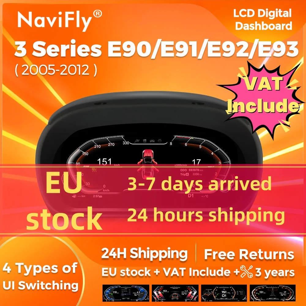 NaviFly EU Stock Sistema Linux da 11 pollici per BMW Serie 3 E90 E91 E92 E93 CCC CIC 2005-2012 Auto Digital Cluster LCD Cruscotto Lettore Cockpit Strumento virtuale