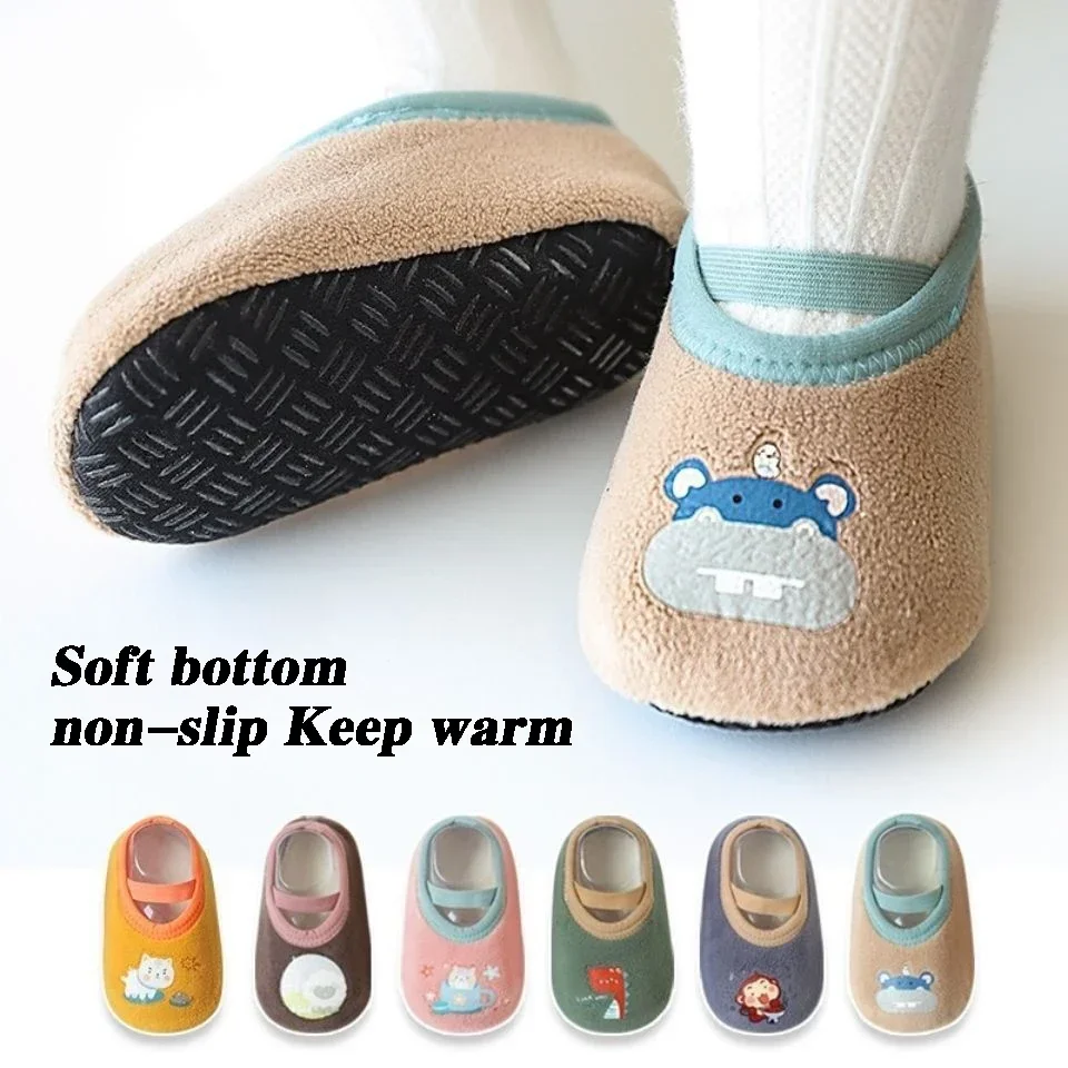 Baby Anti-slip Socks Newborn Warm Crib Floor Shoes with Rubber Sole for Children Boy Toddler Foot Girl Infant Cute Kids Slippers