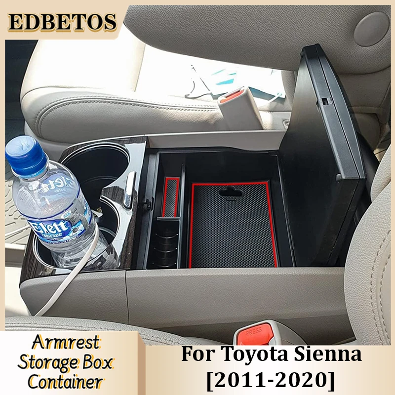 Car Armrest Storage Box Tray For Toyota Sienna XL30 2011 2012 2013 2014 2015 2016 2017 2018 2019 2020 Accessories