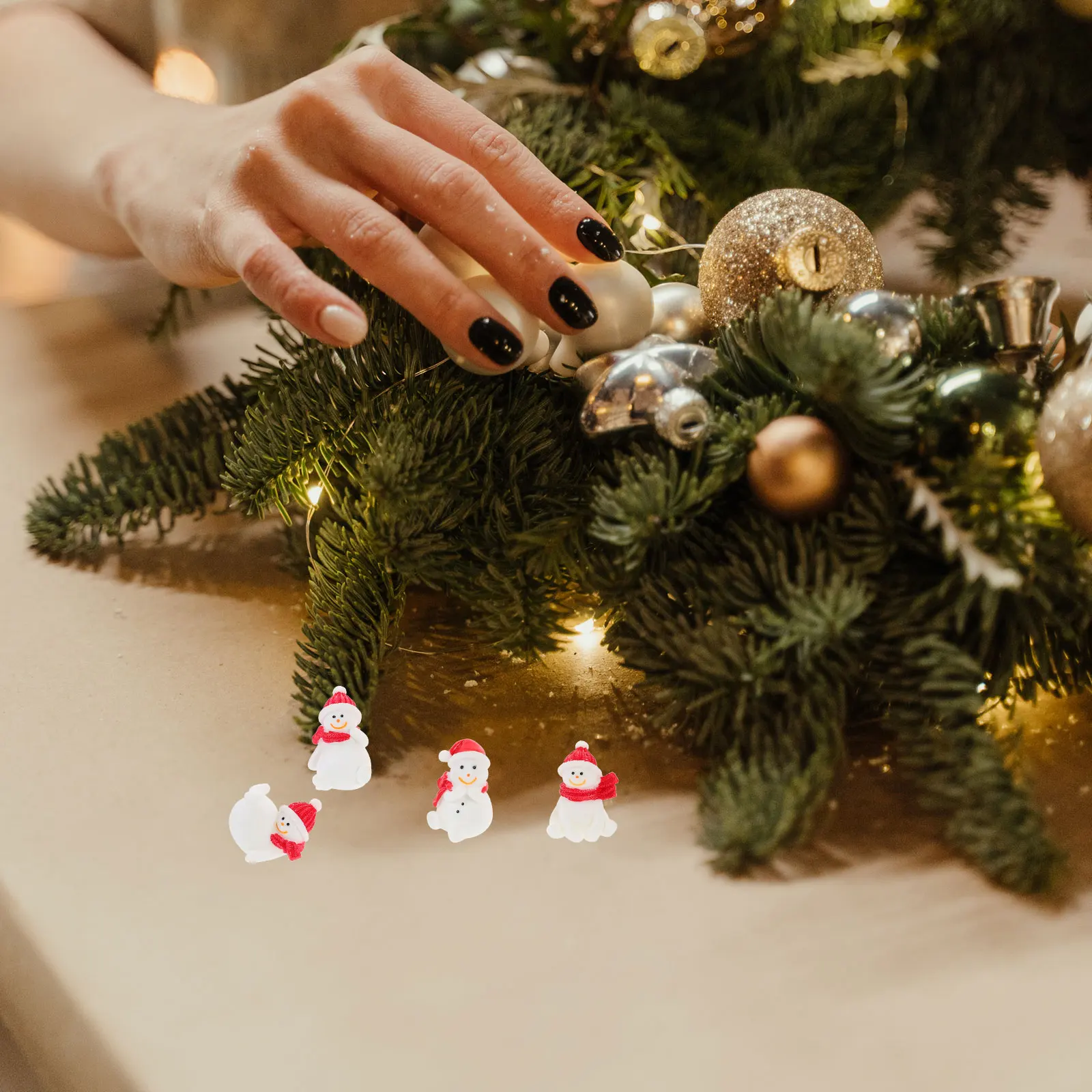 

Christmas Mini Snowman naments Safe Resin Materials Kids Toys DIY Decorations Santa Claus L House