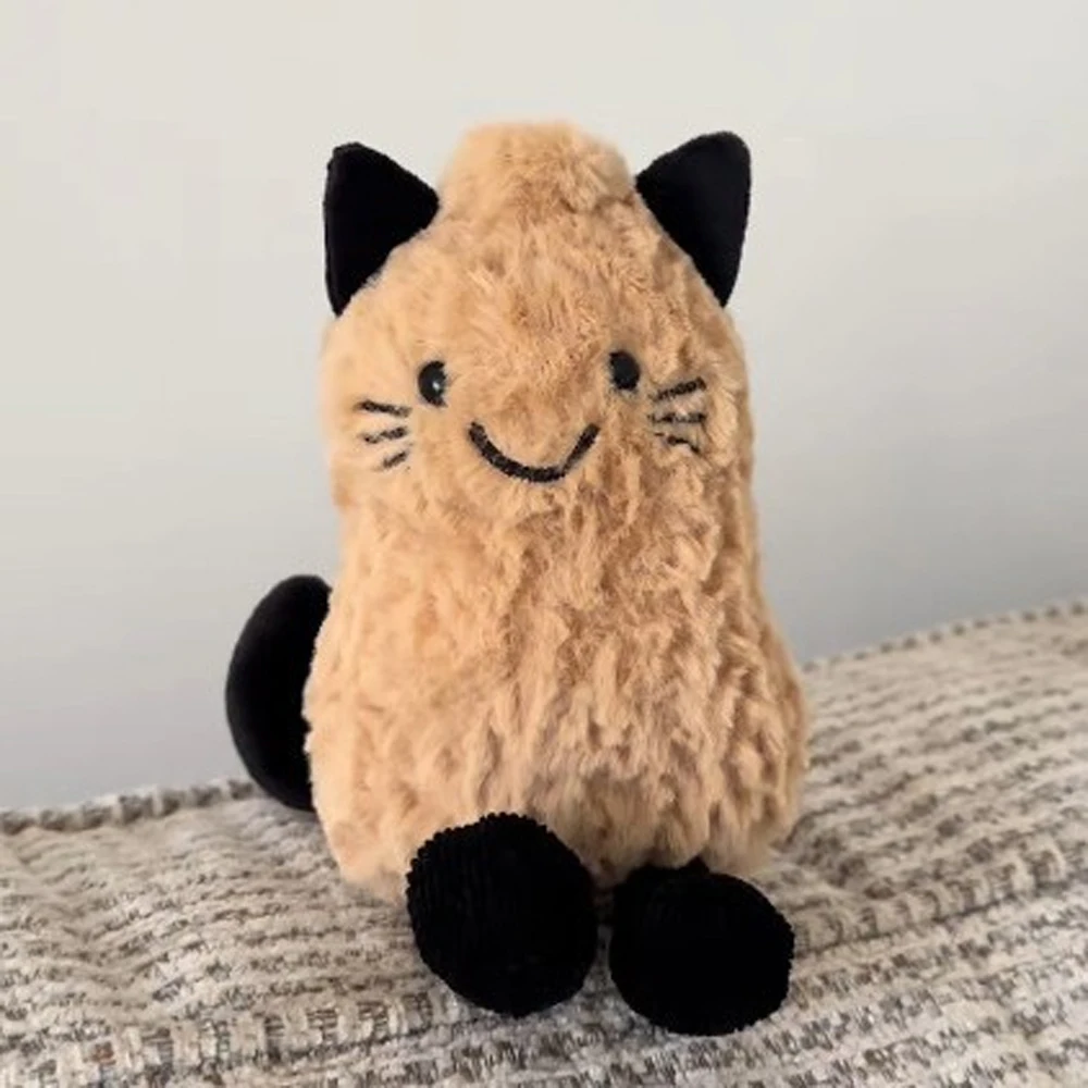 Juguete de peluche de maní y gato divertido de Halloween de 12cm, muñecas creativas suaves, muñeco de gato relleno de dibujos animados, divertido regalo de cumpleaños y Navidad para niños