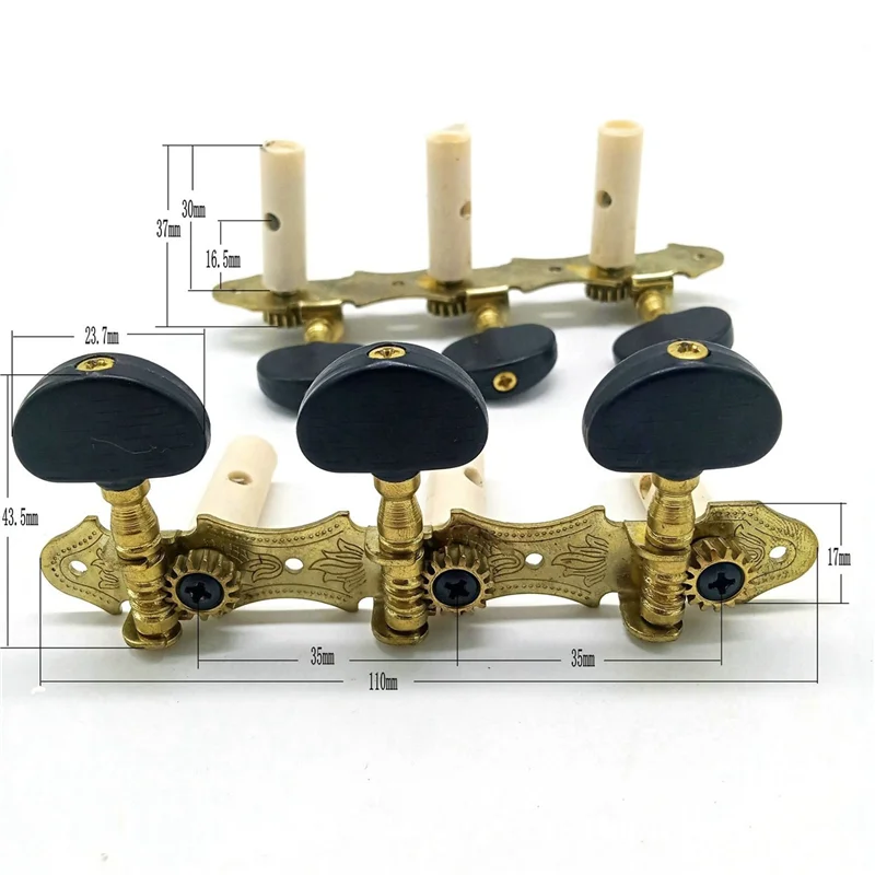 

ABHT-10X Left Right Classical Guitar String Tuning Pegs Machine Heads Tuners Keys 3L3R Professional Guitar Accessories,Black