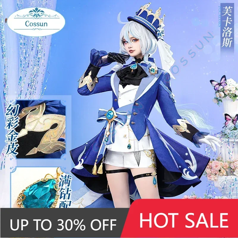 

COSSUN Game Genshin Impact Focalors Косплей Костюм Cos Аниме Вечеринка Униформа Хэллоуин Играть Ролевая Одежда Новинка 2023, Обувь Парик