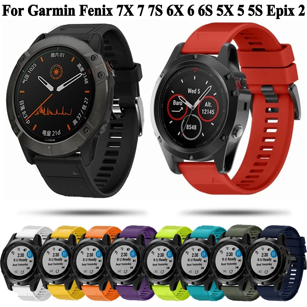 For Garmin Fenix 7X 7 7S 6 6S 6X Pro 5X 5 5S Plus Smart Watch Strap Silicone Band Epix 2 Quick Release 26mm 22mm 20mm Correa