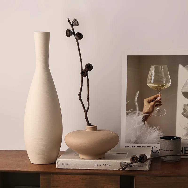 CAPIRON Nordic Retro Ceramic Vase Cabinet Living Room Decoration Flower Arrangement Pampas Grass Zen Tabletop Centerpiece Table view 4