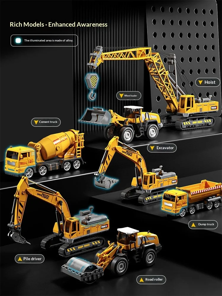 

Alloy Engineering Vehicle Toy Set Big Diecast Construction Truck Excavator Bulldozer Cement Mixer Dump Truck With Gift Box 2025