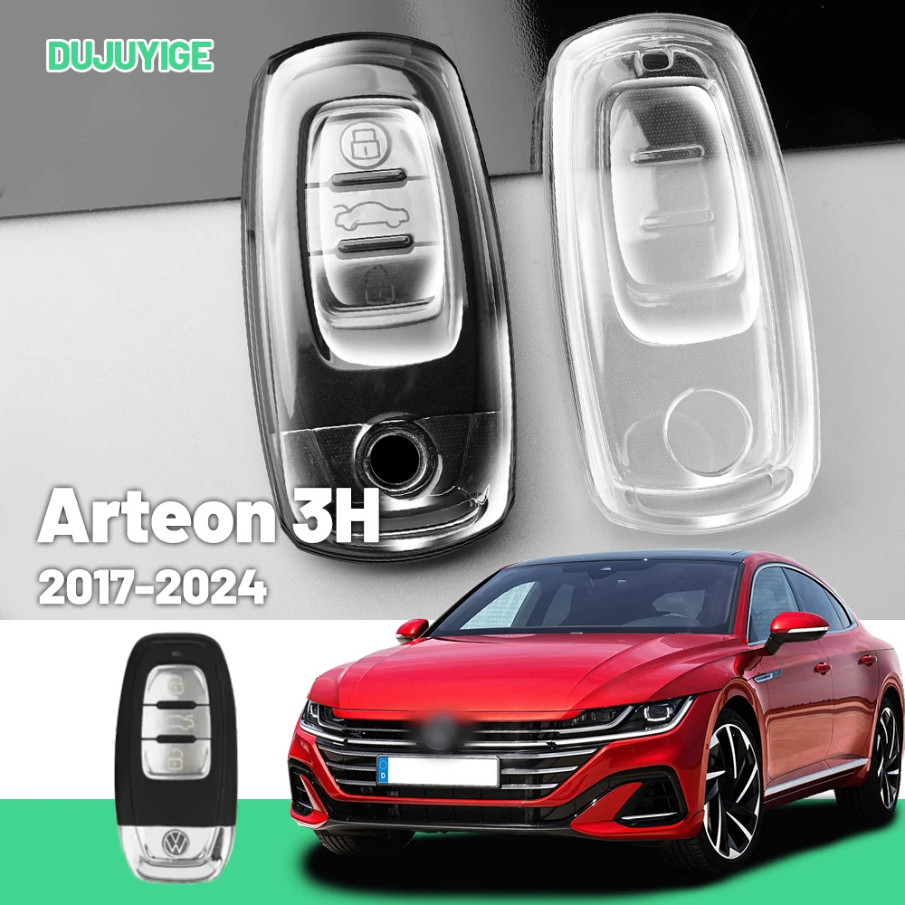 

Прозрачный чехол для автомобильного ключа из ТПУ для VW Arteon 3H 2017-2024, защитный чехол для брелока, автоаксессуары 2018 2019 2020 2021 2022 2023