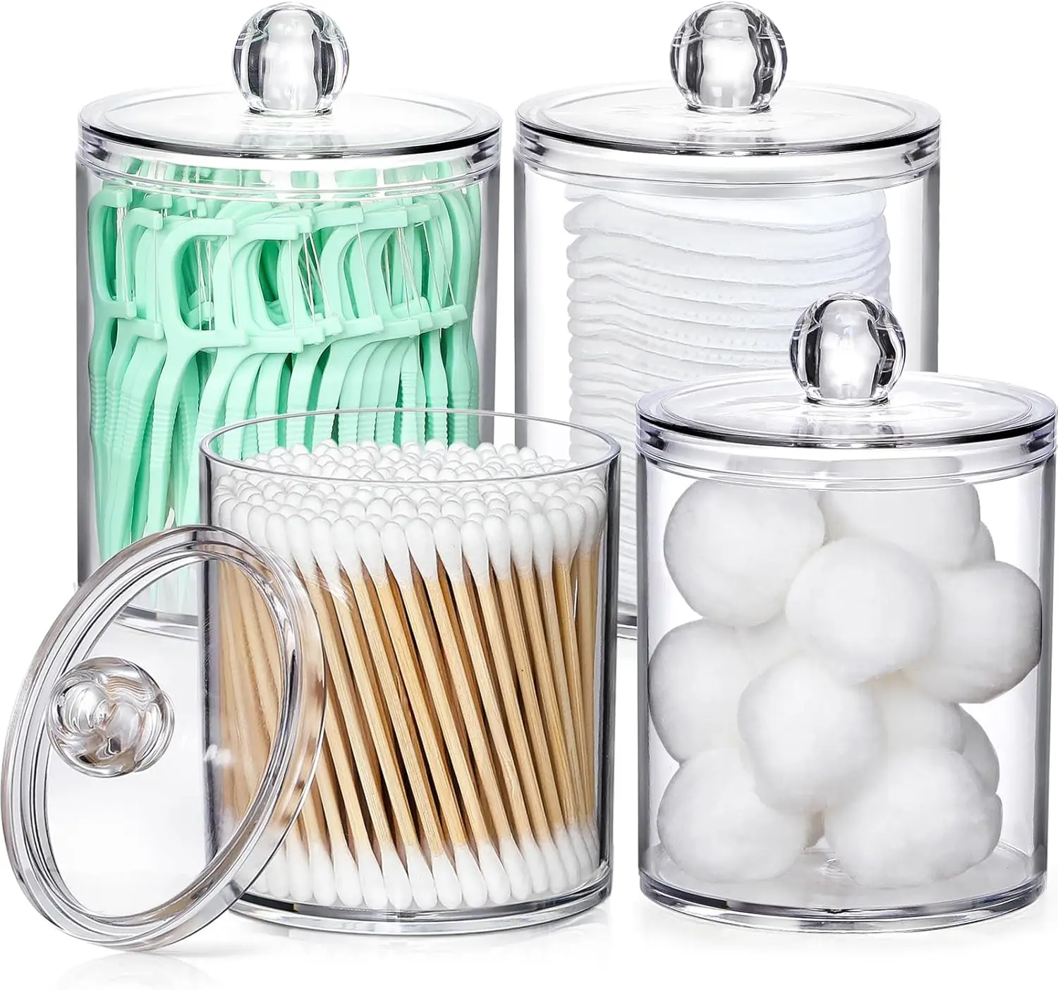 

Cotton Swabs Balls Pads Floss Sticks Swab Holders Dispensers Plastic JarsMedicine Bottles Bathroom AccessoriesStorage Organizers