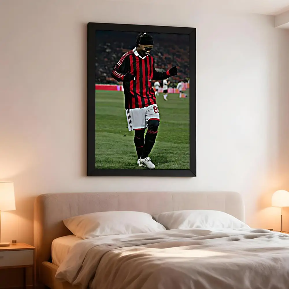 Athletic Player Ronaldinho Poster Artistic Peel-Off Wall Decor, Indoor Outdoor Home Ornament for Collectors