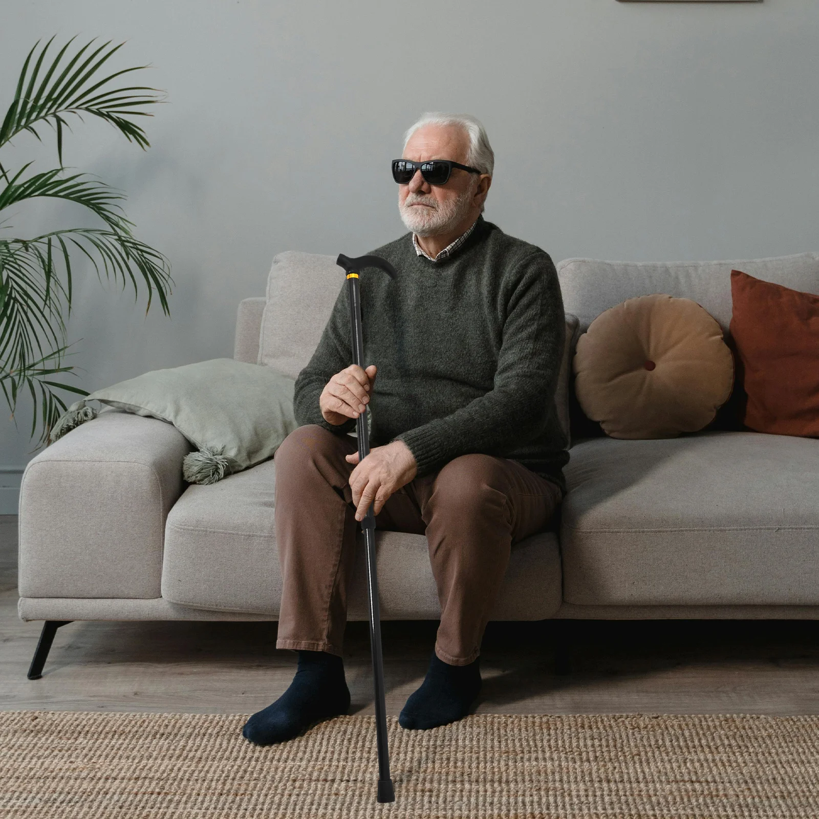 Bastón para caminar de dos secciones ajustable de aleación de aluminio, bastón plegable ligero para personas mayores, bastón de senderismo