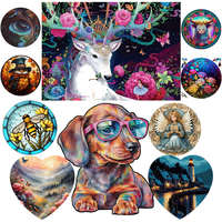 A Dog with Glasses Wooden Puzzle Unique Shape Animal Jigsaws Brain Twister Toys Unique Shape DIY Intelligent Board Games