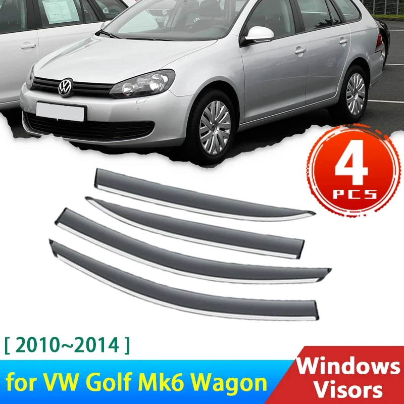 Deflectors For Volkswagen Golf Mk6 Station Wagon VW 6 VI Variant 2010~2014 Accessories Car Window Visors Rain Eyebrow Windshield