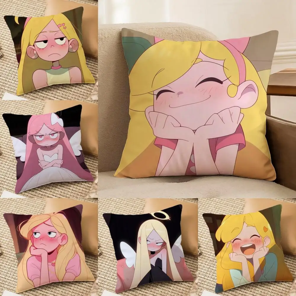 Cute Sisters PFPs Cushion Cover Plush Fabric Soft Double-Sided Printed Sofa Home Decor Fine Winter Gift Pillow Case