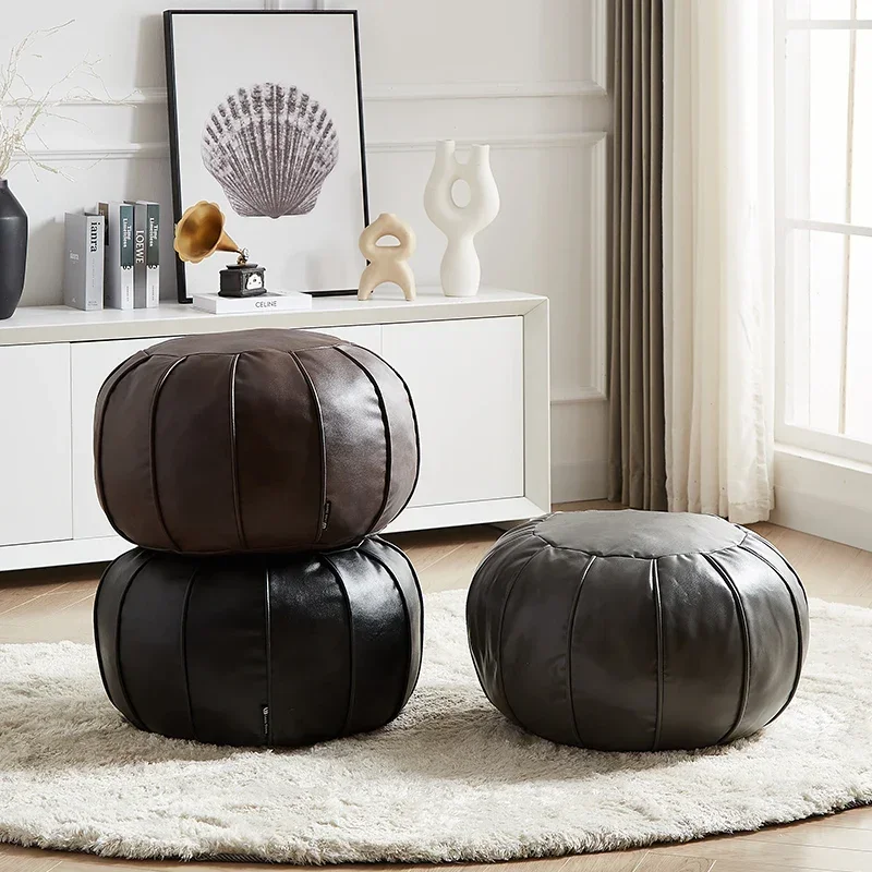 

Z Круглый пуф ручной работы, османское сиденье, подставка для ног из искусственной кожи с выдвижным ящиком для домашнего офиса, кухни и спальни, гостиной