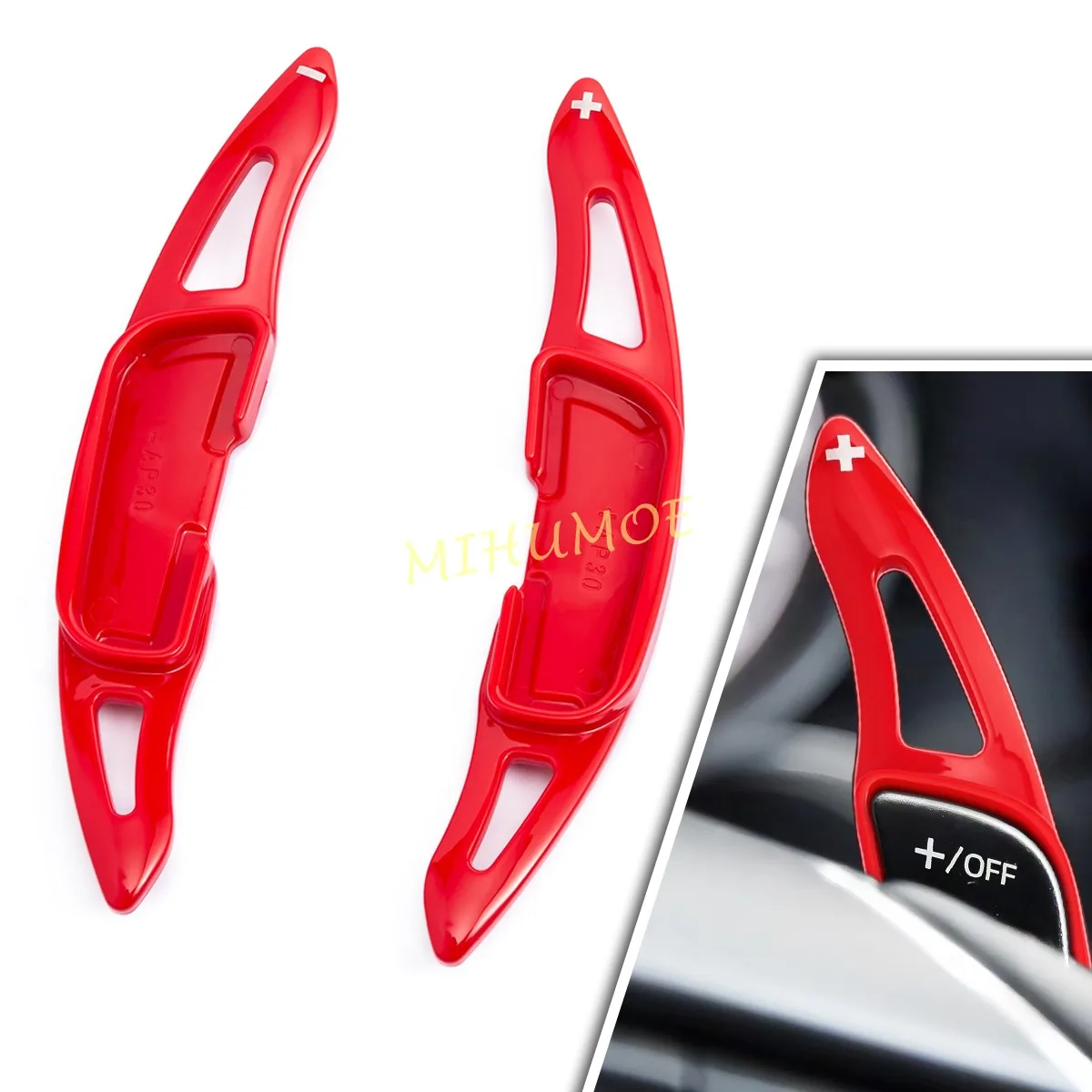 Glossy Red Car Steering Wheel Gear Paddle Shifter Extension Trims For 2014-2018 Mazda3 / 2013-2023 Mazda6