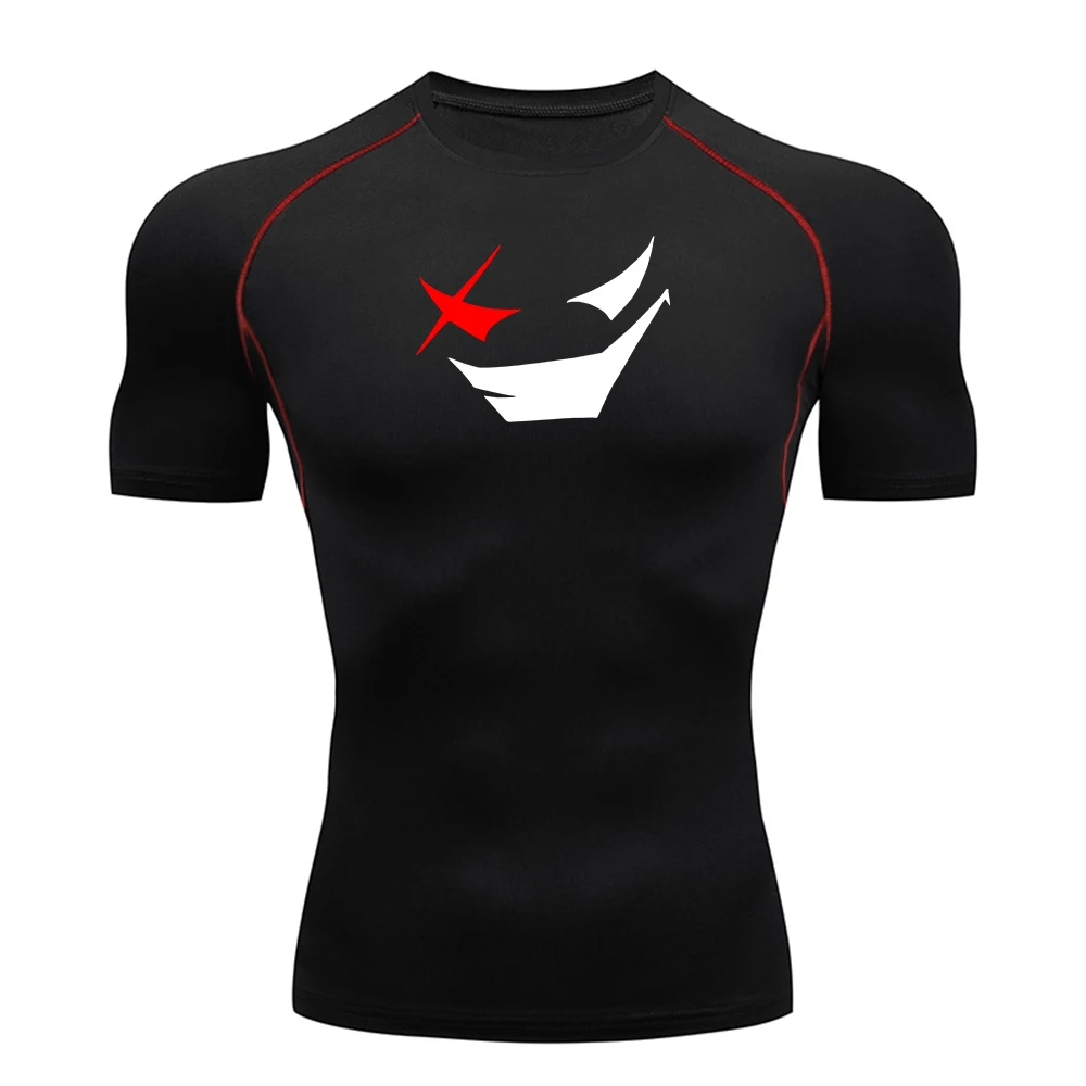 Men's Smiley Face Print Quick Dry Compression T-Shirt 2026 Summer New Style Daily Fitness Training Running Cycling Short Sleeve
