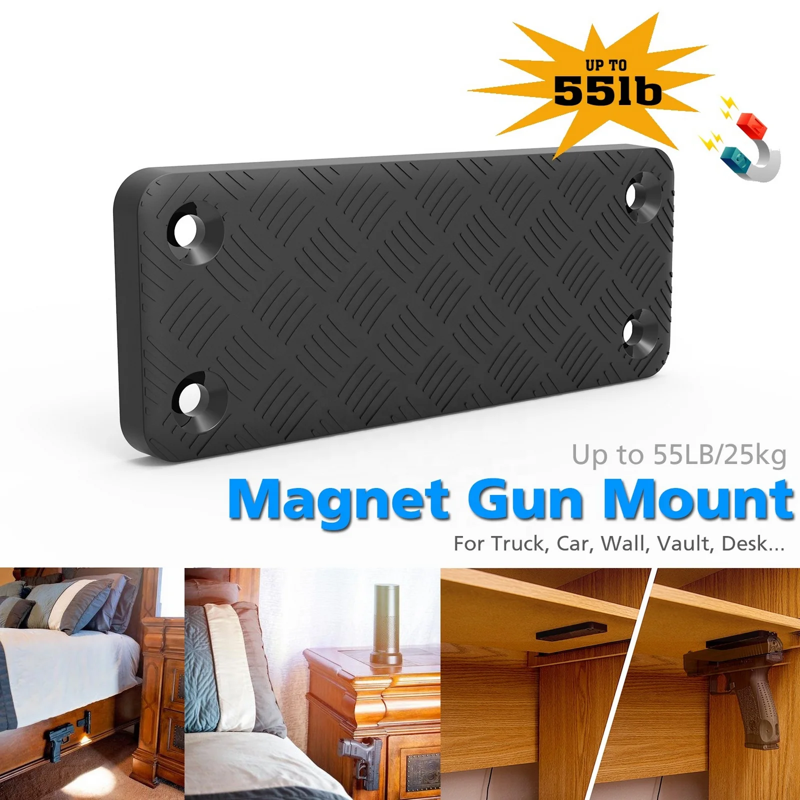 1 Pcs Magnet Concealed Gun Pistol Rifle Mount Holder Magnetic Holster Table Car Fits Handguns Hunting