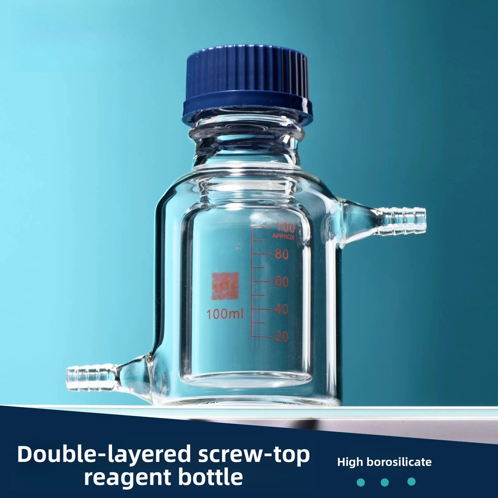 C87 Jacketed Reagent Bottle with GL45 Thread – 100-3000ml Borosilicate Glass Media Storage Vessel for Lab