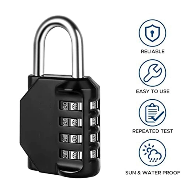 2Pcs 4-Digit Combination Padlock For Sports Lockers, Fences, Tool Boxes And Buckle Cabinets Easy To Use