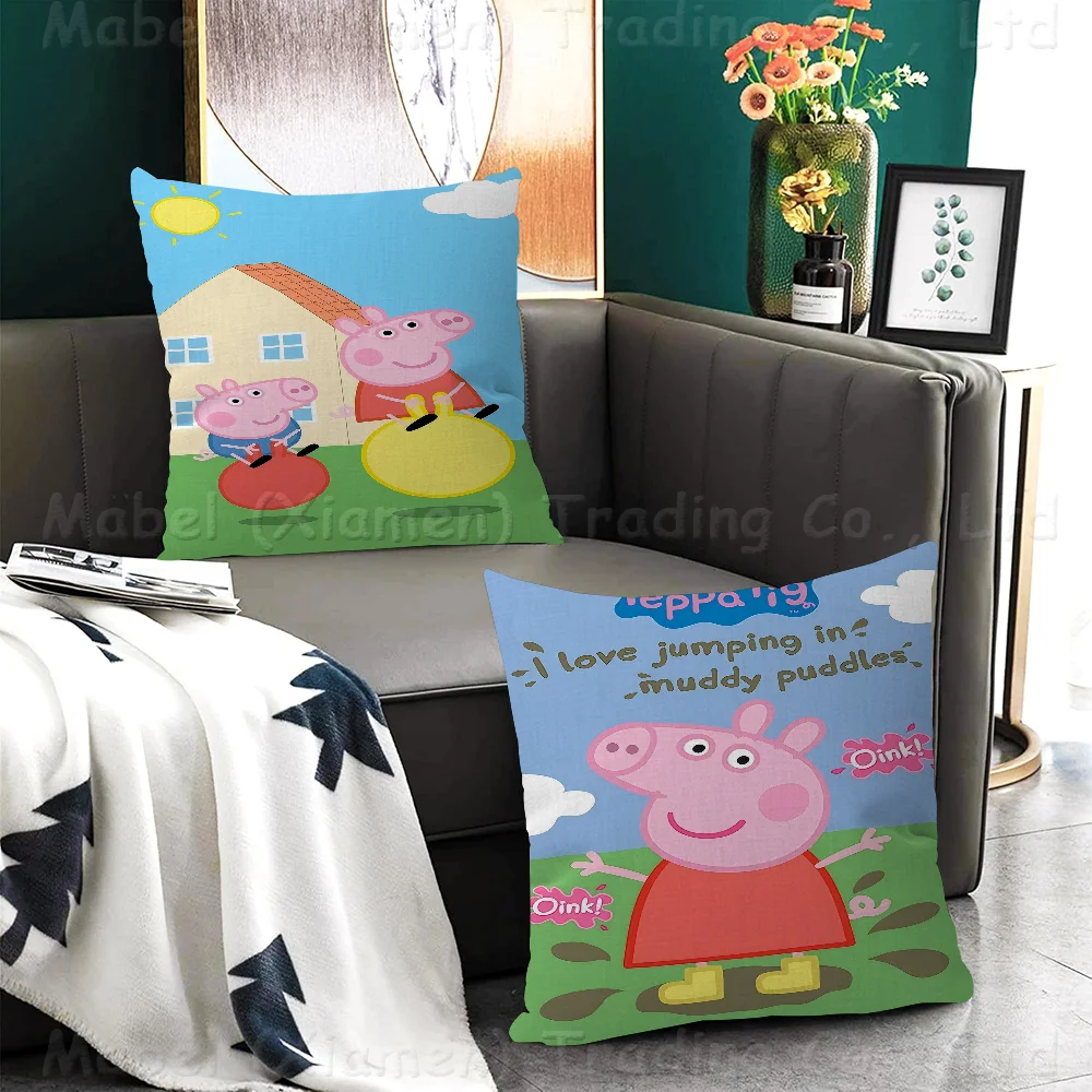 Cartoons P-PEPPAS PIG Pillow Cover Sofa Cushion Cover Home Room Decoration Children Gift