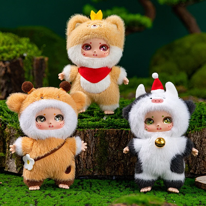 Jouets en peluche chat série animaux 15cm, vache, chaton et cerf aux couleurs vives, poupée en vinyle, jouets pour enfants, cadeaux d'anniversaire pour filles, décor de sac à dos