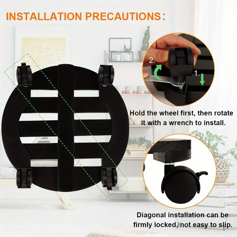 Indoor Outdoor Plant Stand 2Pcs Wood Flowerpot Roller Tray with Lockable Wheels Round Base for Planters Whiskey Barrels