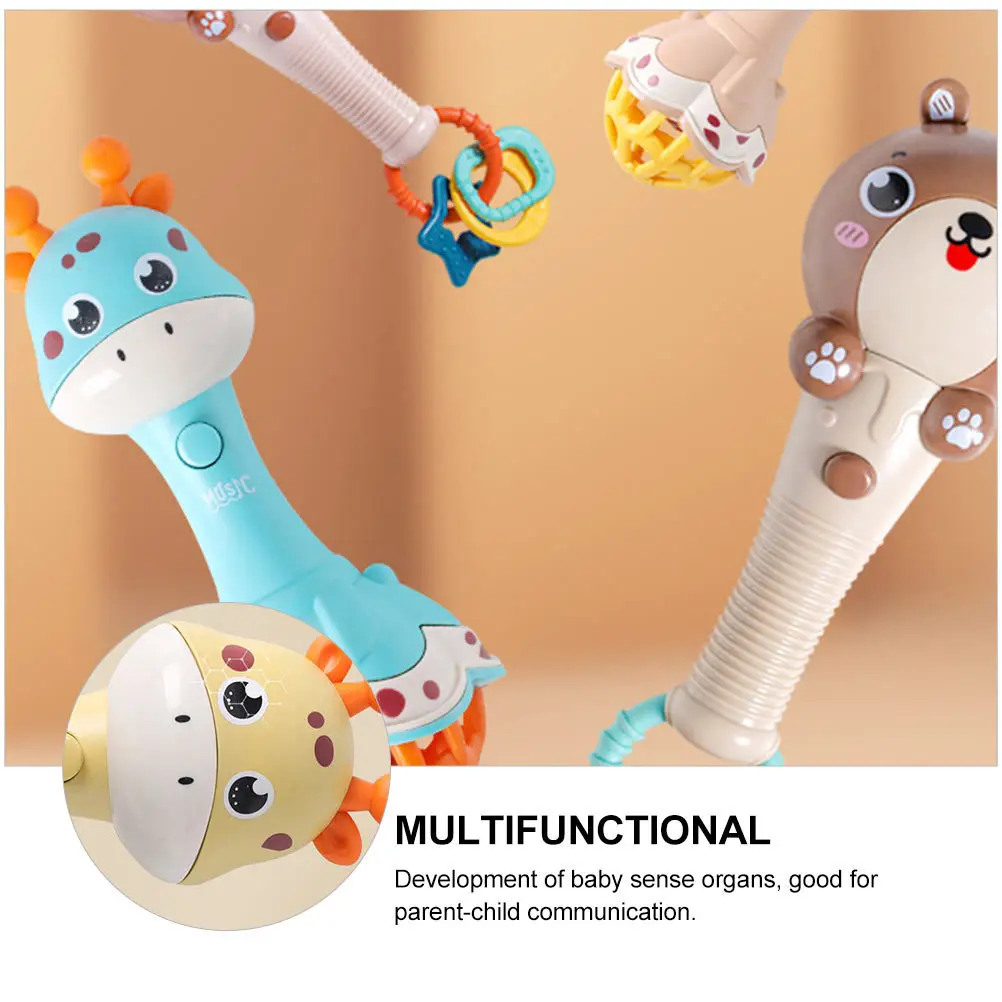 1 قطعة حشرجة الموت الحيوانية لحديثي الولادة قسط البلاستيك خفيفة الوزن فهم عصا التعلم المبكر جرس اليد التعليمية الطفل
