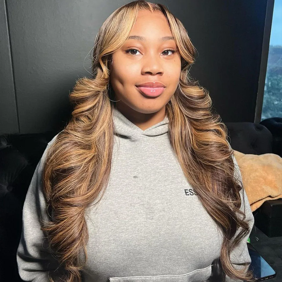 

30 Inch Highlight Human Hair Wigs Body Wave Lace Front Wig For Women Colored Brazilian Pre Plucked 13x4 Transparent Hair Wigs