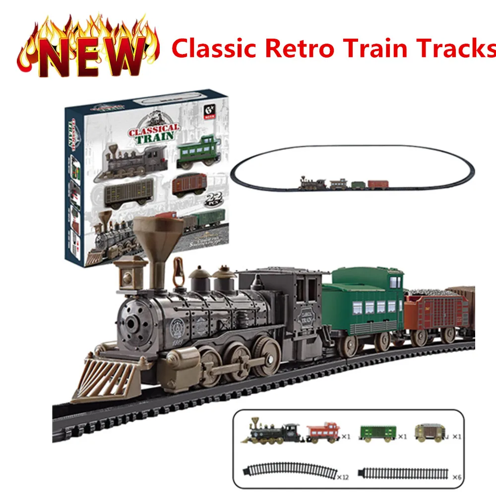 Simulated Electric Classical Rail Train DIY Assembly Small Train Toy Model Set Children's Gift Rail Car Toys