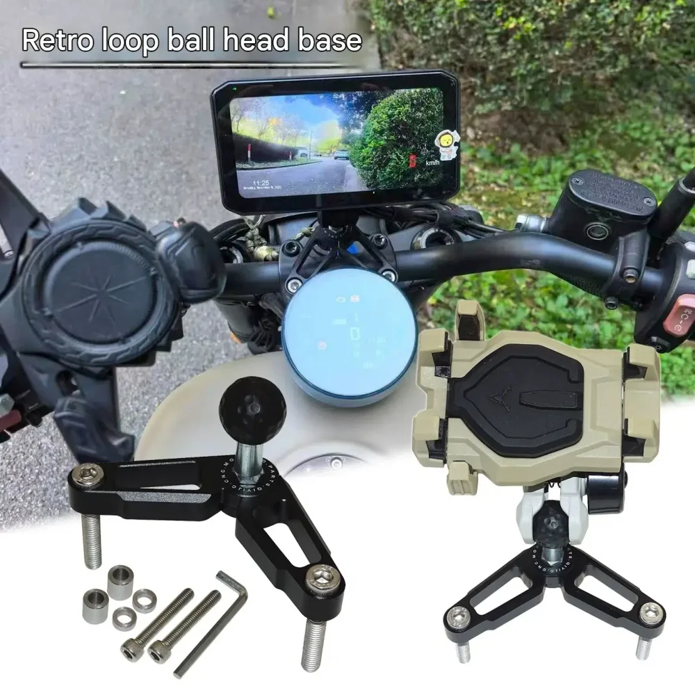 Center-mount handlebar clamp ball-joint base for smartphone holder – compatible with ZONTES 703F, 350T, 350X, 310T, and 310X