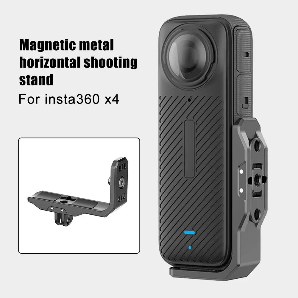 Black For Insta360 X4/X3 Magnetic Metal Horizontal L-shaped Bracket Magnetic Shooting Stand Mounting Bracket Camera Accesso N7O4