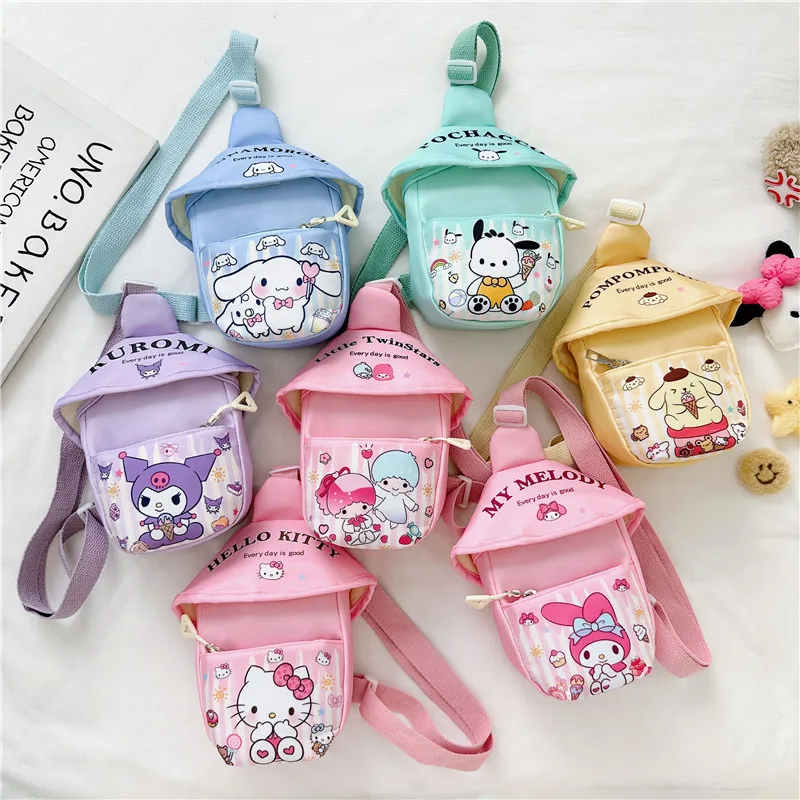 2024 Hot Sanrio Kawaii Pu Coin Purse Hello Kitty Cartoon Multifunction Diagonal Span Storage Shoulder Bags Cartoon New Style Kit