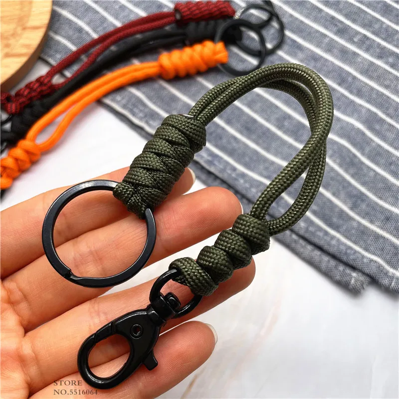 Handmade Lanyard Outdoor Rock Climbing Paracord Snake Knot Keychain Tactical Survival Tool Backpack Double Buckle Key Chains