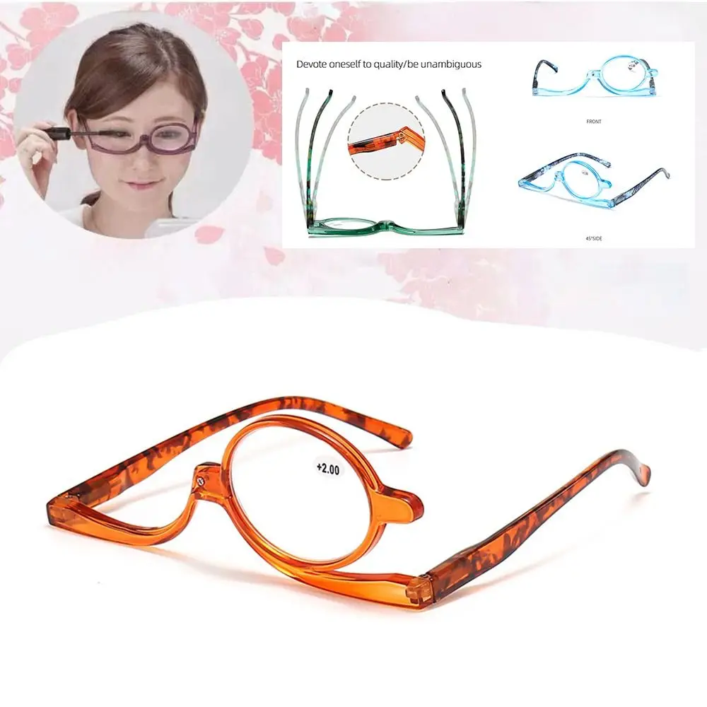 

+1.0~+4.0 Diopter Rotating Makeup Reading Glasses Flip Down Lenses Eyewear Folding Eyeglasses Vision Care Colourful Frame